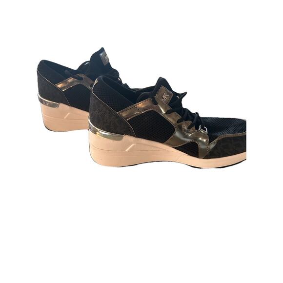Michael Kors Georgie Wedge Black And Silver Logo With Mesh Top. Size 7 - Picture 3 of 6